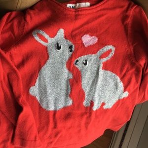 2T red bunny sweater